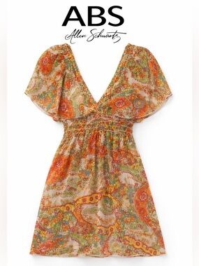 NWOT ABS Allen Schwartz Paisley Floral Sheer Swim Cover-Up Dress Multicolor Sz M